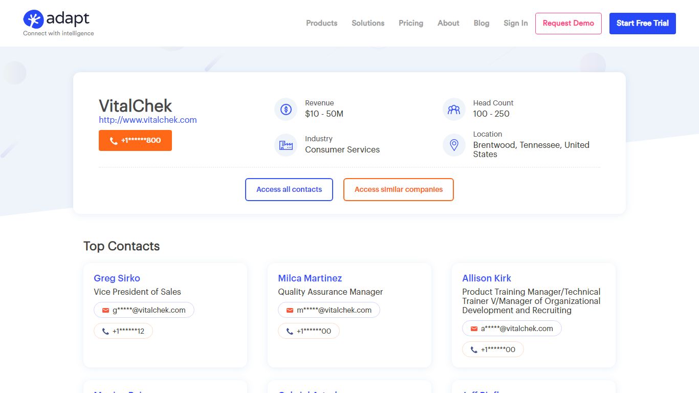 VitalChek Company Contact Information | Email, Phone Number | Adapt.io